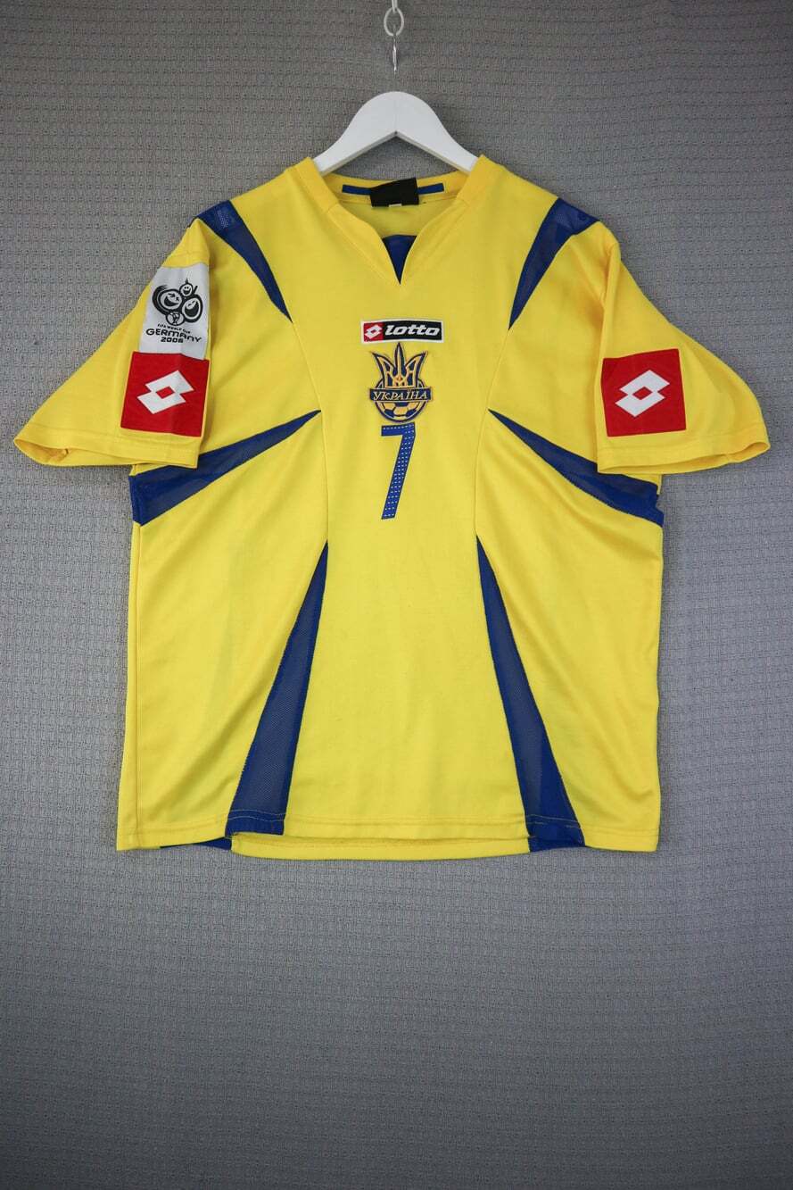 Lotto Ukraine 2006 World Cup Shevchenko #7 Soccer Jersey Yellow Size 2XL